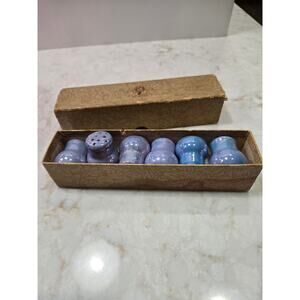 Vintage 6 Salt Pepper Shakers Blue Iridescent H L Winters Japan Minot N Dakota